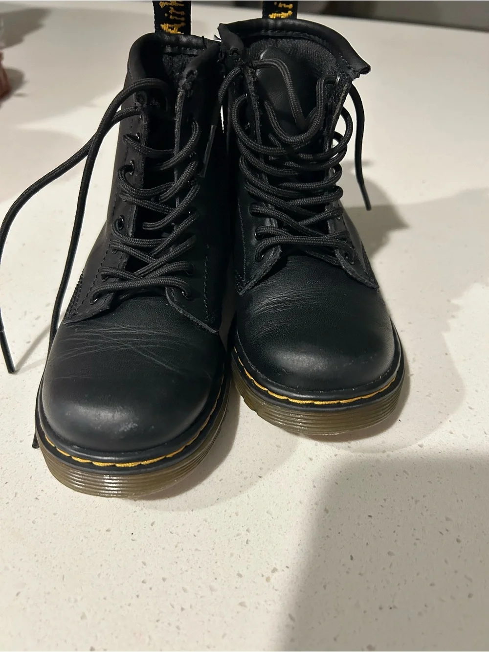Dr. Martens 1460 T Black Leather Toddler Lace Up Boots Side Zip Size US 9 / UK 8